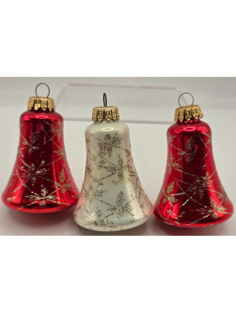 Vintage 1960s Krebs West Germany Glass Bell Christmas Ornaments Set of 3